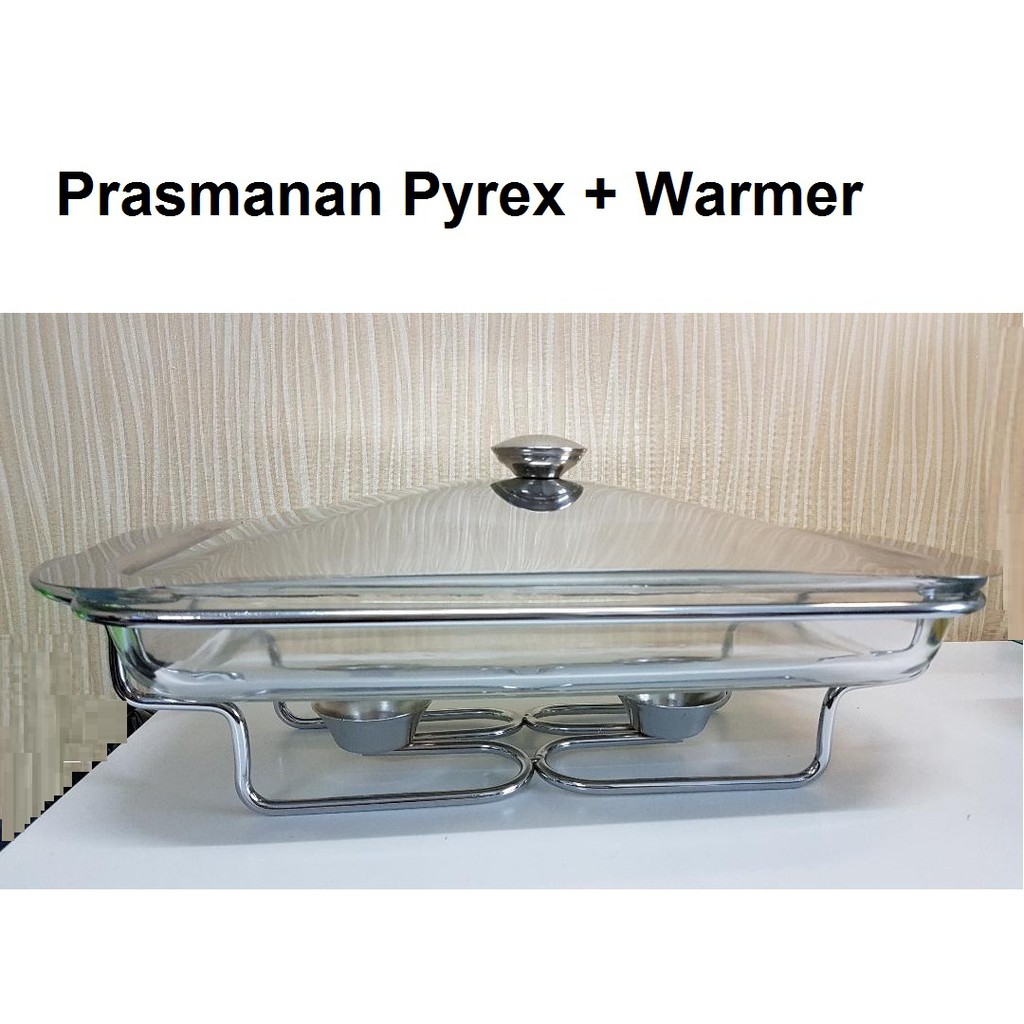 Paling Laku Prasmanan Kotak kaca/ Chafing dish stainless steel & Pyrex 3.0 L