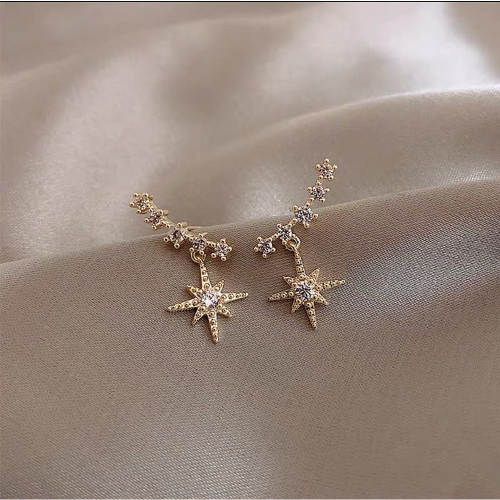 925 Jarum Perak Shinning Star in Gaya Anting Siswi Korea Versi Anting Sederhana-8