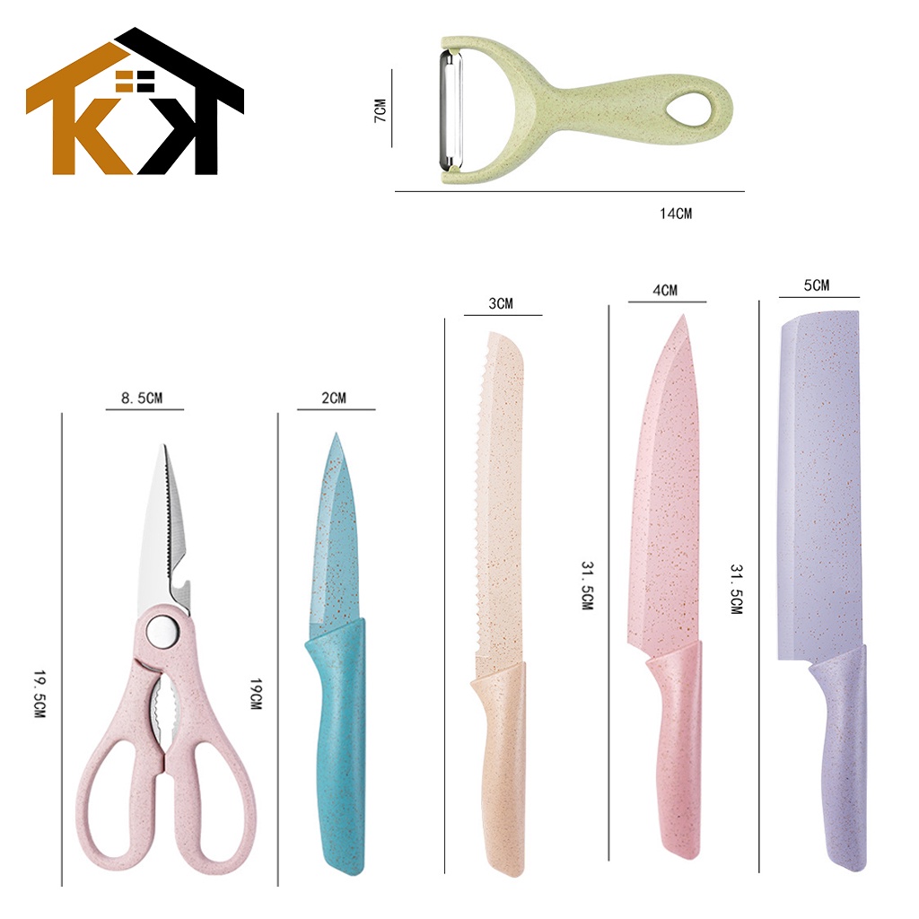 (KK) Pisau Dapur Set Stainless Knife Anti Lengket Isi 6 Pcs / Peralatan Masak Pisau PREMIUM-1