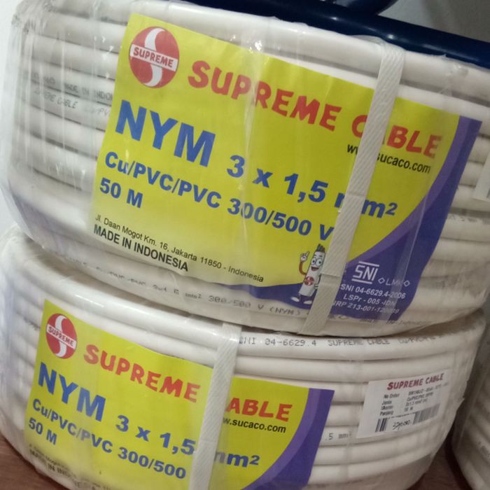 Kabel Listrik NYM 3x1,5 3x1.5 mm 50M SUPREME | SUPREME Kabel NYM | SNI