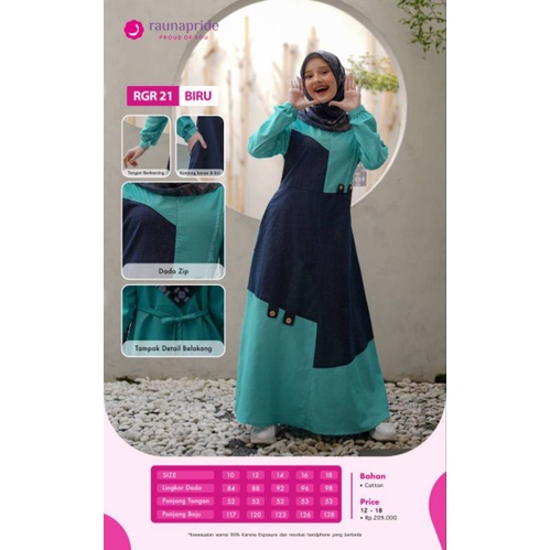 Gamis Remaja Original RGR 21 Biru by Rauna Pride|Gamis Anak Remaja|Gamis Terbaru 2022|Gamus Teen|Gam