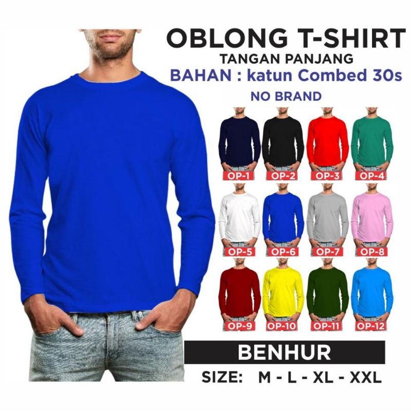 Noveli wear - T shirt kerah bulat kaos polos lengan panjang cotton combed 30s | atasan baju kaos seragam pria dan wanita