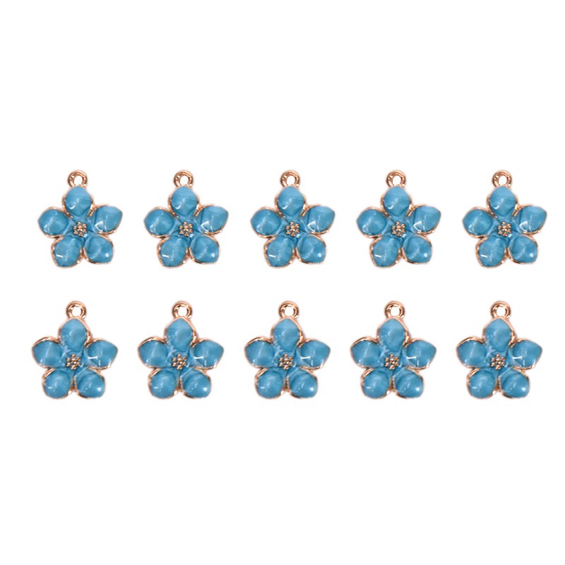 Hbid Glory 10PCS Liontin Bunga Enamel Bahan Alloy Aneka Warna Charms