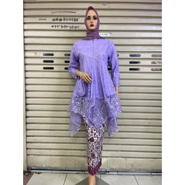 SatriaStore08 / Set Tunik Umbrella Busui Matt Tulle Mutiara Ukuran M L XL XXL / Setelan Kebaya Wisud