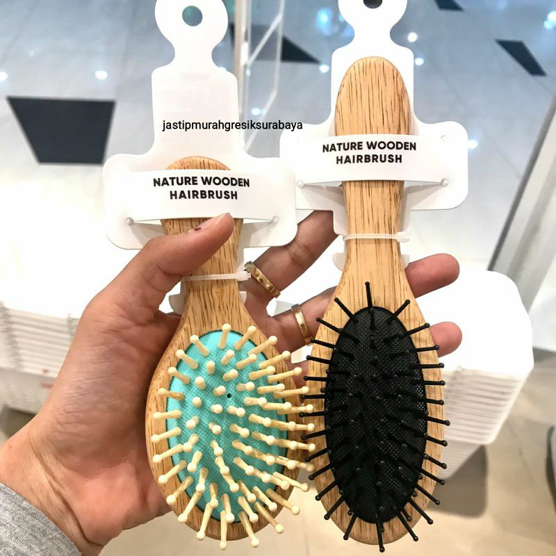 NATURE WOODEN HAIR BRUSH MINISO SISIR MINISO SISIR KAYU MINISO