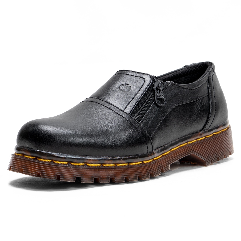 Sepatu Boots Kulit Asli Wanita Low Cut Slip On Like Docmart VD131
