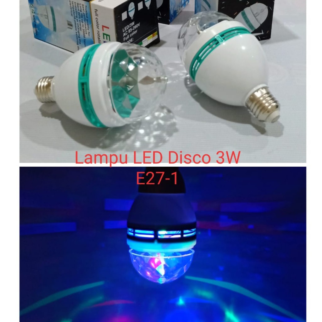  Lampu  Disco Putar  Led 3w Full Color E27 1 Pesta Dugem Cafe 