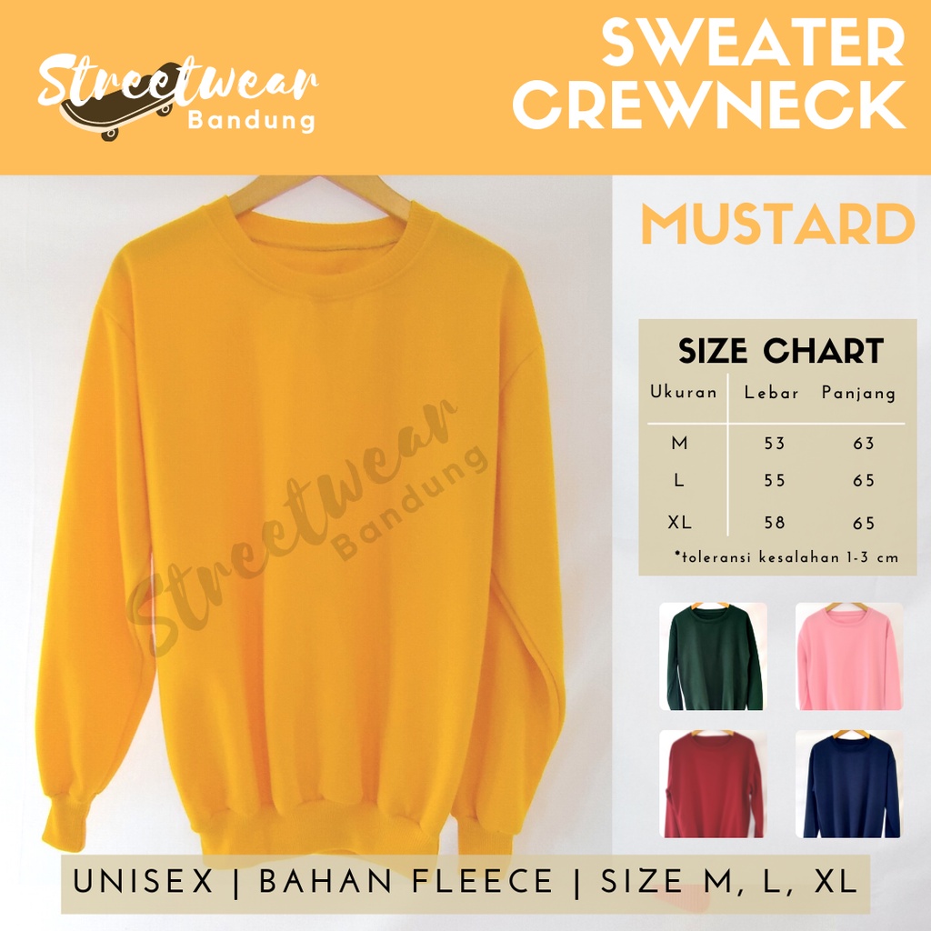 PROMO SWEATER POLOS MURAH PRIA/WANITA KUALITAS PREMIUM, CREWNECK MUSTARD