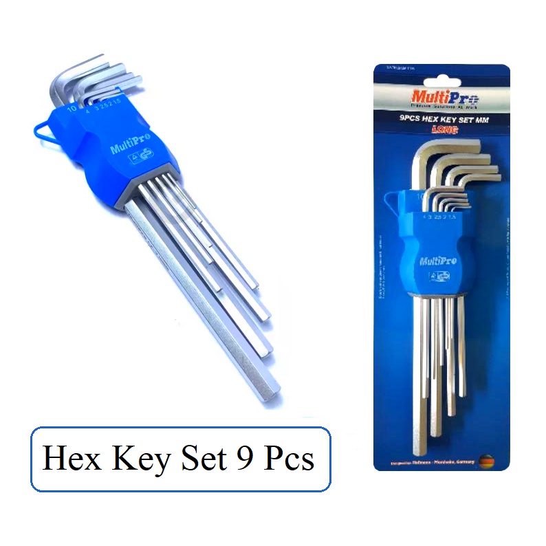 Kunci L Set 9 pcs MULTIPRO Kunci L Set Panjang Kunci L Hexagon Extra Long Kunci L Bintang Hex Key Kunci L Set 9pcs