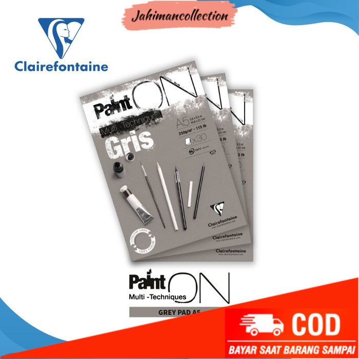 

✨ BISA COD ✨ Buku Sketsa Clairefontaine Paint On A5 Grey Paper Multi Technique Pad