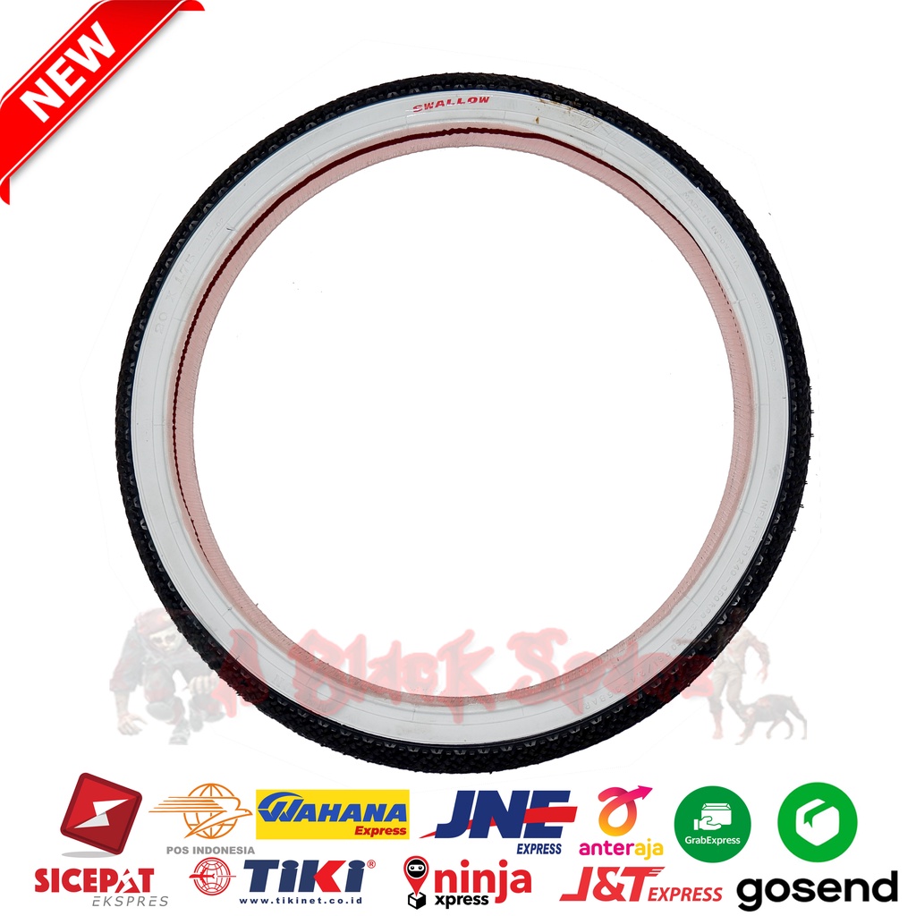 Ban Luar Sepeda Ukuran 20x1.75 SWALLOW List Putih Ban Luar Sepeda Seli Lipat Minion