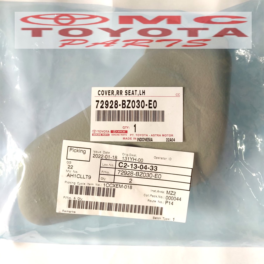 Tutup Cover Stelan Jok Belakang Kiri Rush Terios 72928-BZ030-E0