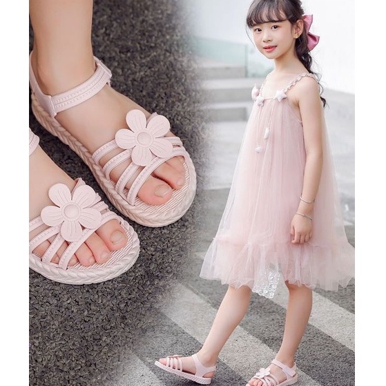 Sunset Beach Sandal Anak Perempuan Karet BUNGA DAISY / Sandal Import Jelly A33