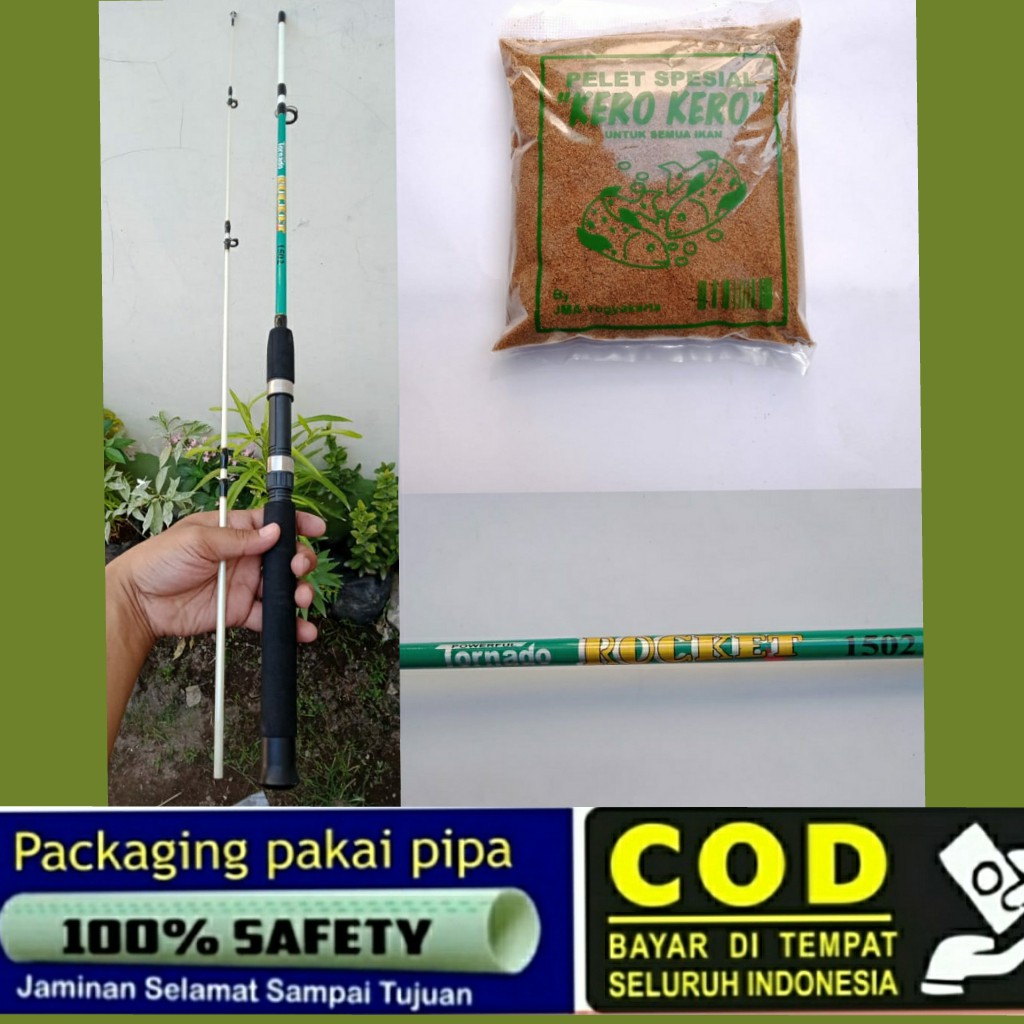 JORAN PANCING CASTING SAMBUNG 2 TORNADO ROCKET UKURAN 1.5 METER BONUS PELET