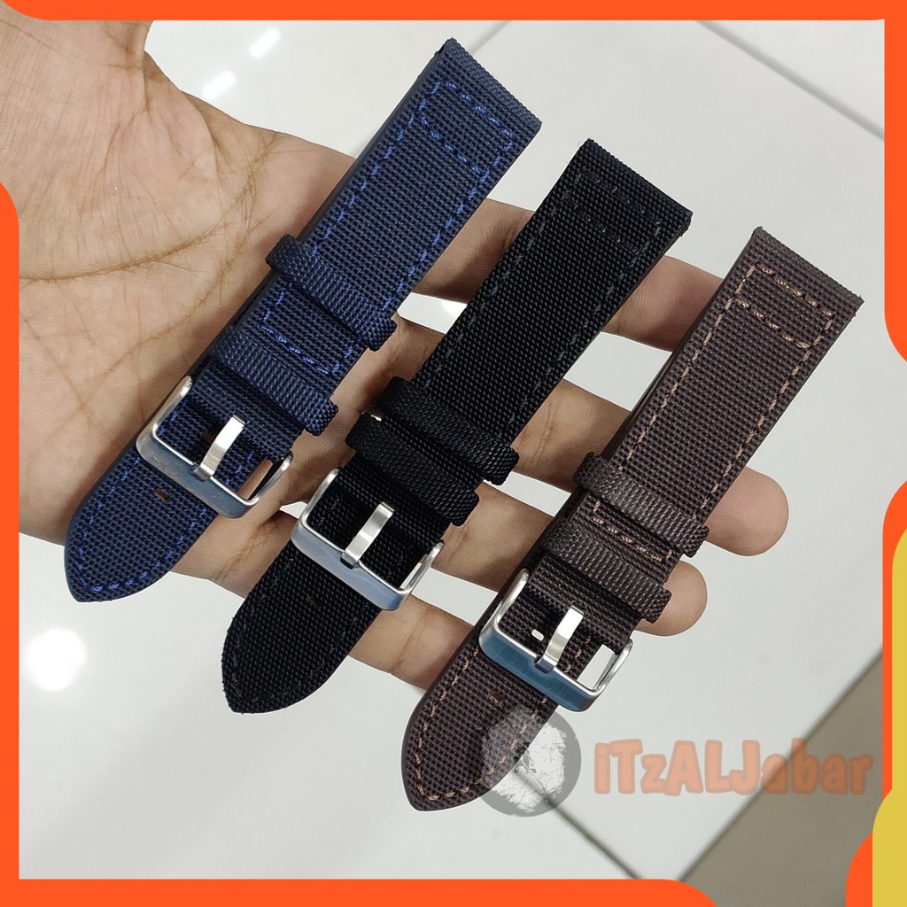 Tali jam tangan Canvas kulit 20mm 22mm 24mm Premium Stave Original