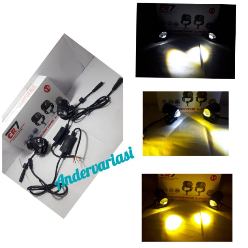 Terlaris Lampu tembak laser mini driving led original cr7 nyalah 2 warna cahaya putih jauh, cahaya