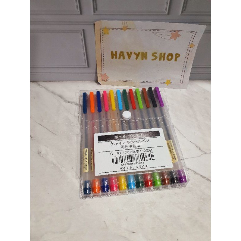 (12pc) pen gel warna warni YOUMEI/gel pen warna warni-1