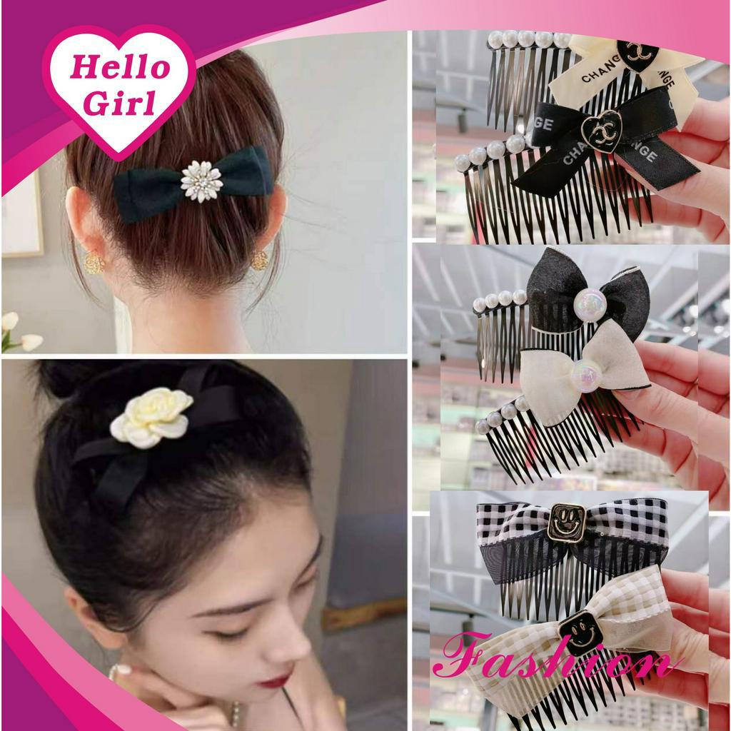 (Hello Girl)F228 Sirkam Rambut Wanita Style Korea Dengan Motif Mutiara Pita Import