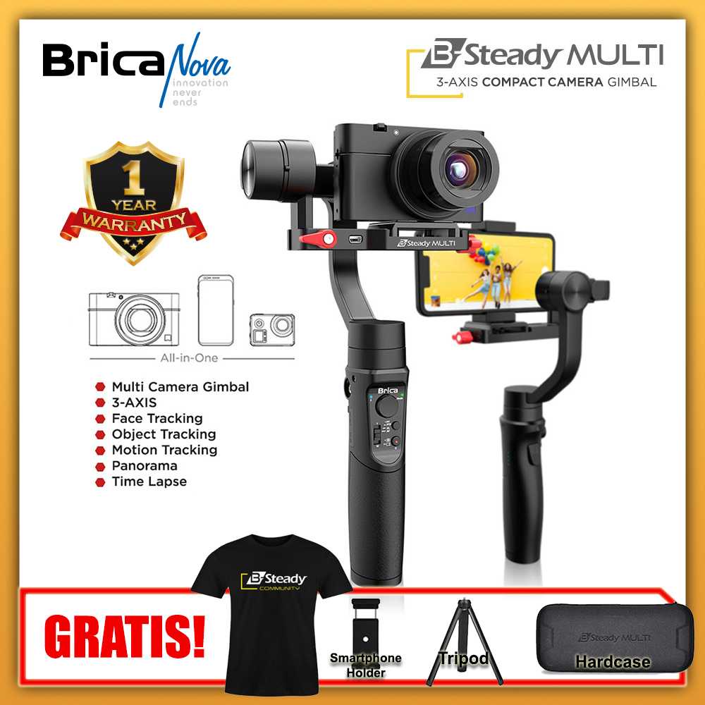 Brica BSteady Multi - 3 Axis Compact Camera Gimbal - Black