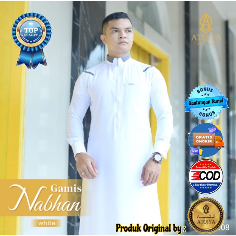 ATQIYA MOTIF NABHAN / GAMIS PRIA DEWASA / Jubah laki-laki lengan panjang / Busana Muslim trendy keki