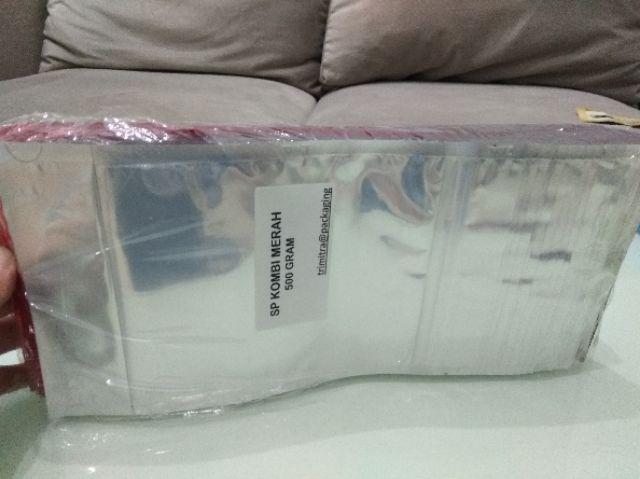 Standing Pouch 500z Plastik Kemasan Alu Foil Merah Red Kombinasi Bening Klip Zipper 500 Gr Kpack