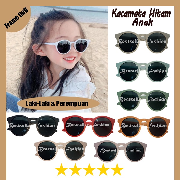 Kacamata Anak New Trend/Fashion Anak Terbaru Bulat Oval Anti UV Unisex kacamata hitam Frame Doff High Quality Import Kacamata Fashion Kids NOCASE