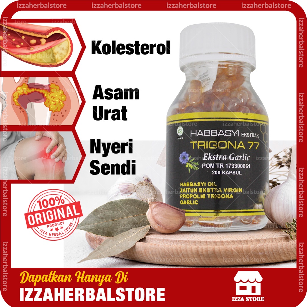 TRIGONA 77 EKSTRA GARLIC Obat Asam Urat Dan Kolesterol Nyeri Sendi Herbal Ampuh ORIGINAL