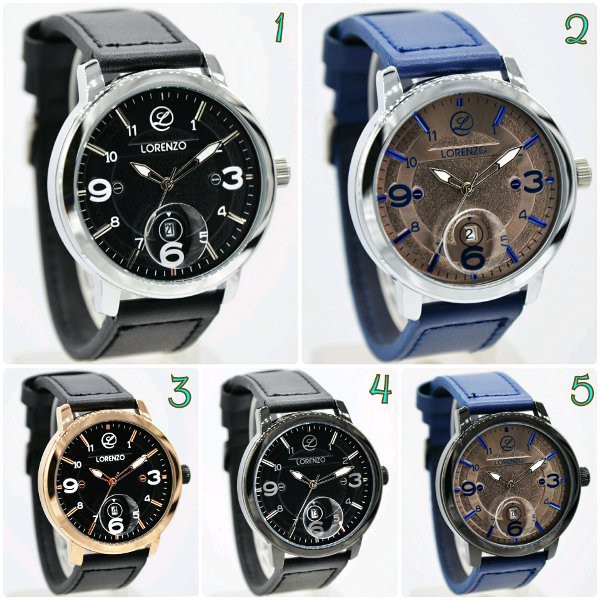 jam tangan pria cowok lorenzo kulit leather  water proof resistant