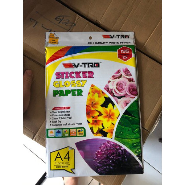 

Eksklusif Glossy sticker a4 135 gsm vtro Berkualitas