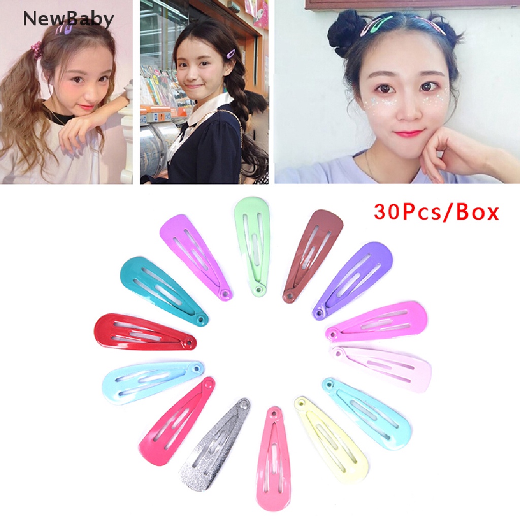 30pcs / Kotak Jepit Rambut BB Snap Untuk Aksesoris Anak Perempuan