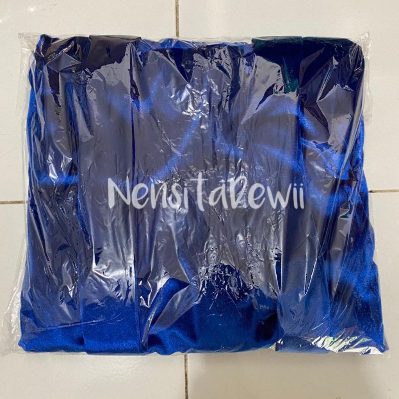 Kebaya Bludru Kartini / Kebaya Hijab Leher V (Bahan Tebal)-Biru Elektrik