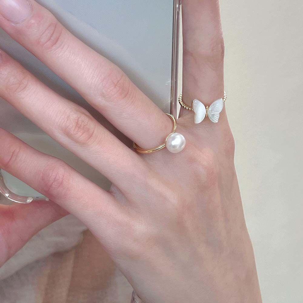 Mxbeauty Cincin Model Terbuka Desain Kupu-Kupu Geometris Gaya Vintage