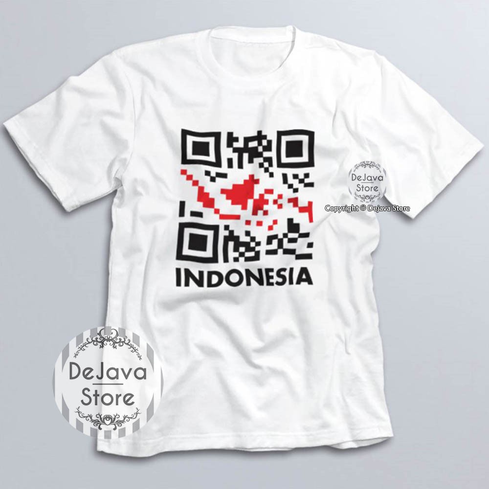 Kaos Distro Indonesia Peta Barcode Baju Kemerdekaan Agustus Cotton Combed 30s Unisex Premium | 4376-PUTIH