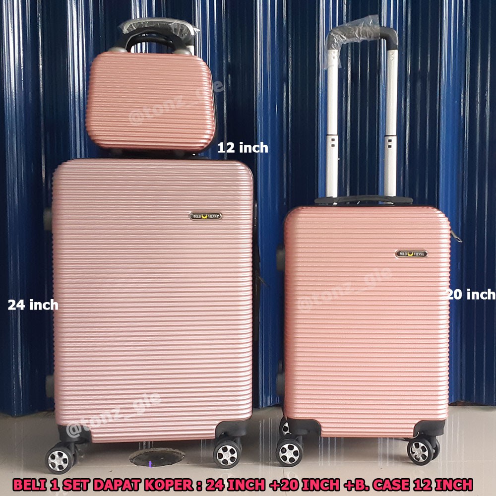 KOPER SET ( DAPAT 3 KOPER )ABS 010 24 INCH + 20 INCH + BEAUTY CASE 12 INCH FIBER PROMO IMPORT