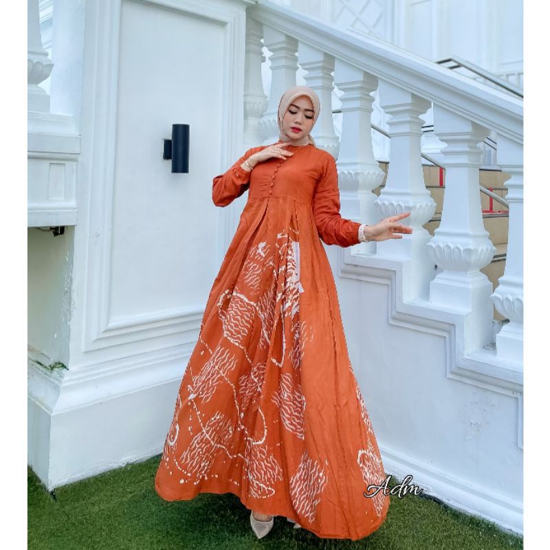 GAMIS TWILL CANDI MEKAR ORANGE / SHALDA BATIK PEKALONGAN