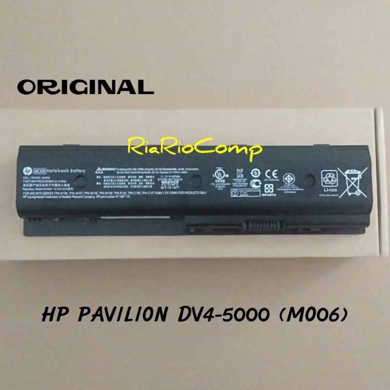 Baterai Battery Original Hp Pavilion Dv4-5000 Dv6-7000 Dv6-8000 Dv7-7000 (MO06) Original 6cell