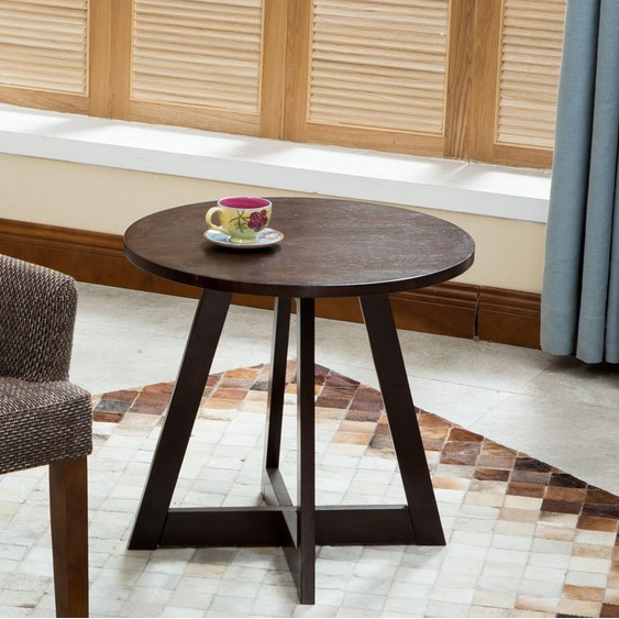 Meja Teras Bulat Minimalis Kayu Jati Mebel Jepara