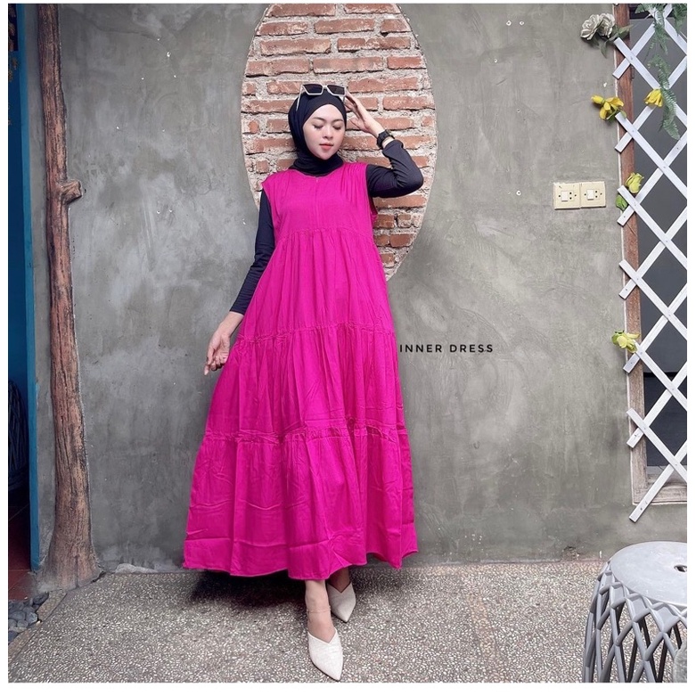 Inner Dress Terbaru / Inner Dress Tanpa Lengan / Inner Dress Lengan Pendek / Inner Dress Hitam Putih Polos / Dress Wanita Korean / Style Inner Long Dress Jumbo