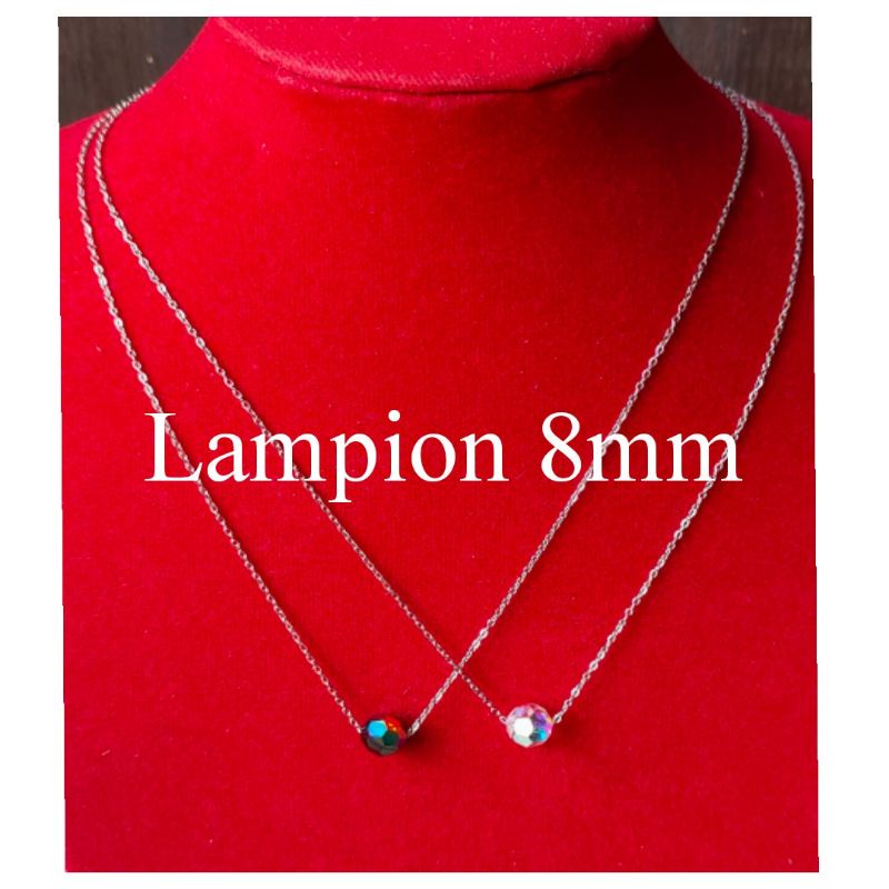 Kalung stainless steel bandul Swarovski original 8mm