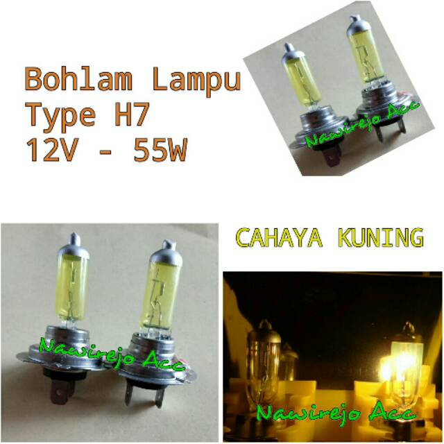 Bohlam Lampu Mobil Type H7 KUNING 12V-55W