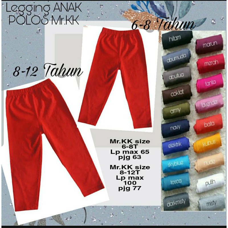 Legging anak polos  6-12 tahun