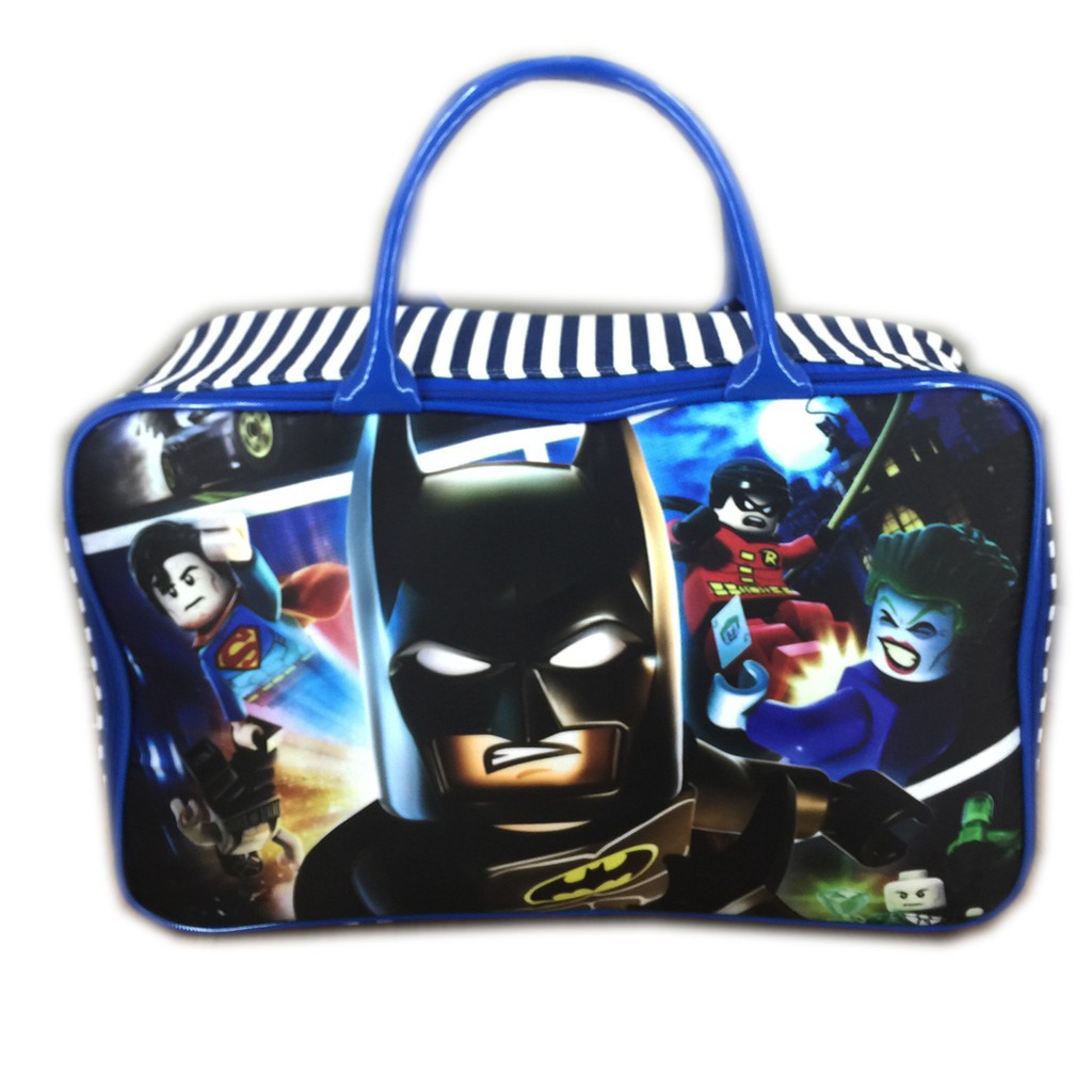 Tas Travel Bag Kanvas JUMBO Bat man manusia kelelawar  Lego Movie + Set Gembok Kunci 20mm