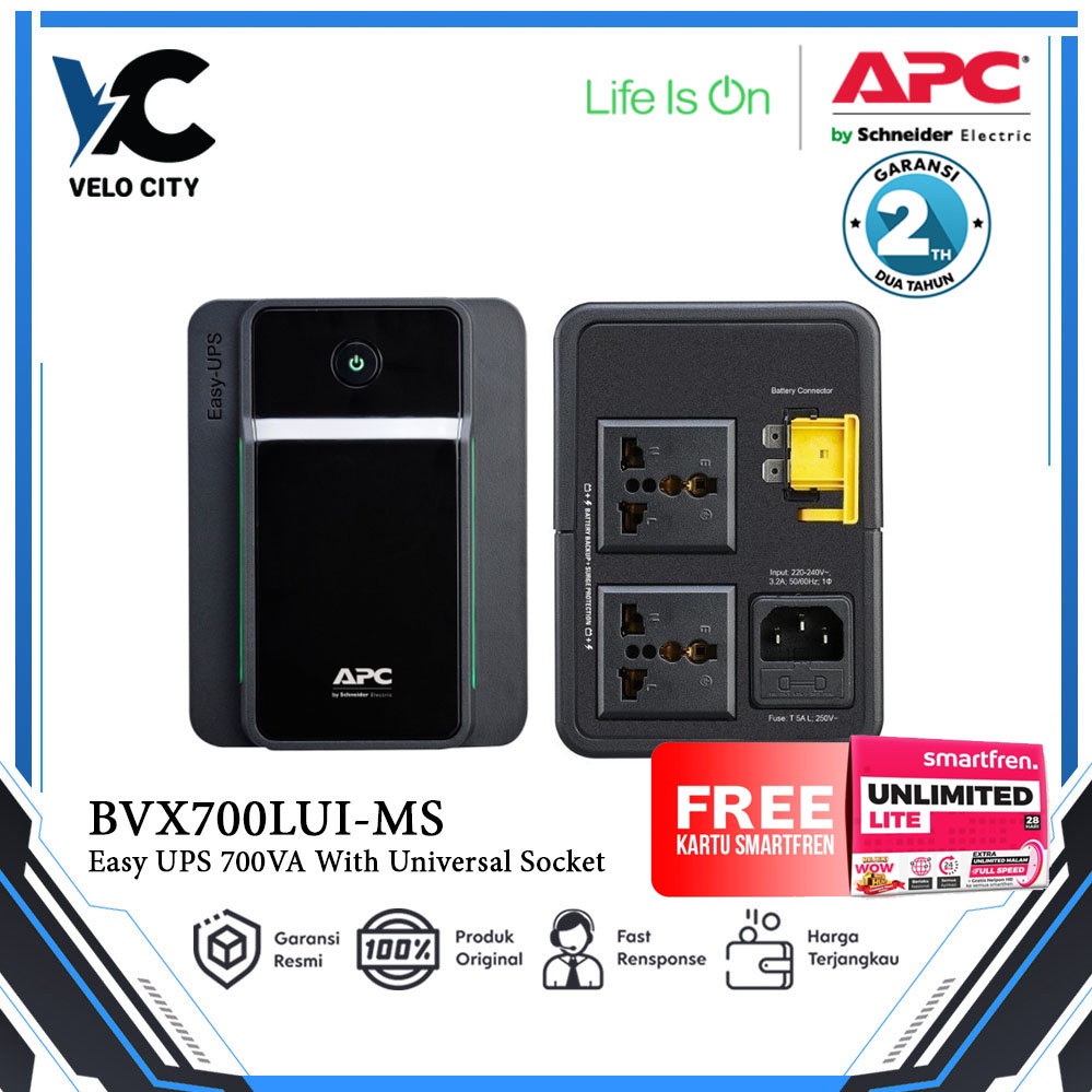 APC UPS BVX700LUI-MS Garansi Resmi 2 Tahun