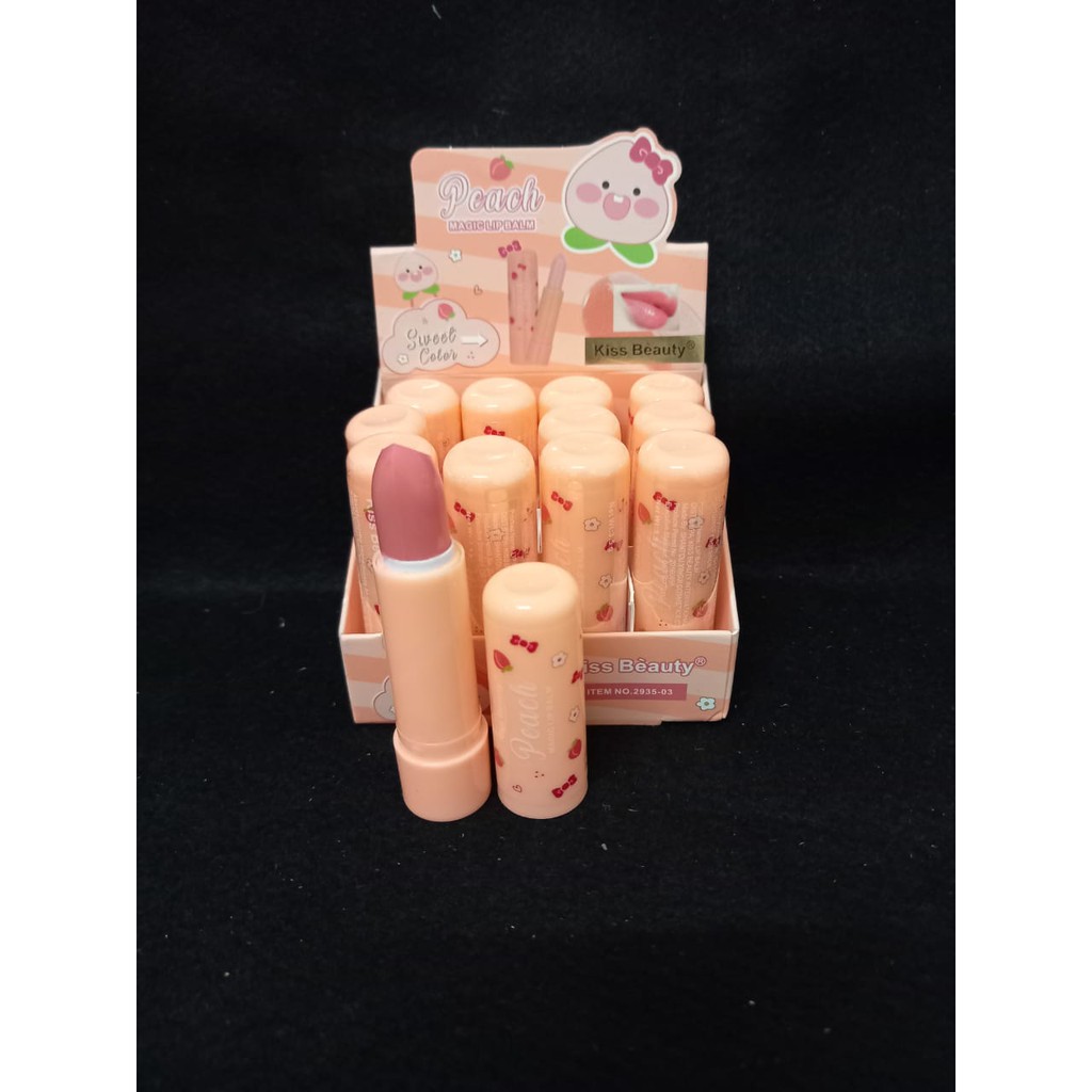 [PER BOX] LIP BALM KISS BEAUTY PEACH MAGIC COLOR NO.2935-03