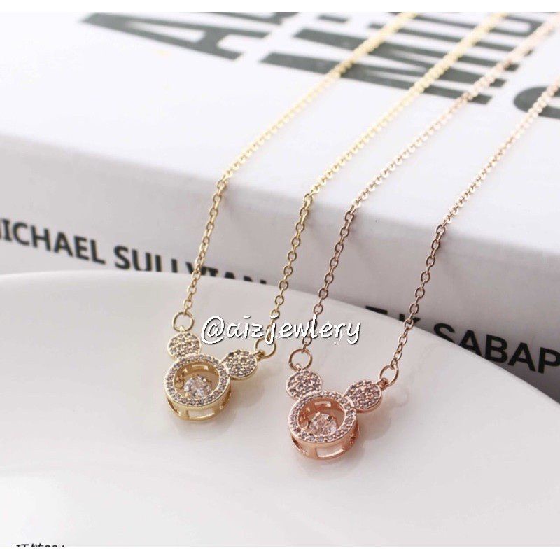 Kalung Korea KT-24 Titanium Mickey Lucu Anti Alergi &amp; Karat