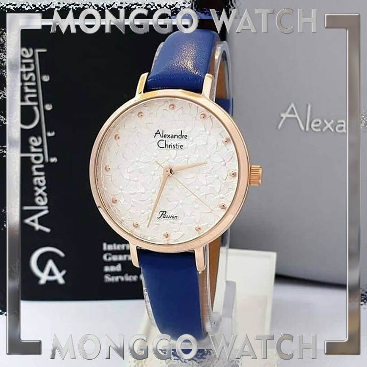 Jam Tangan Wanita Alexandre Christie AC 2728 Rosegold Blue