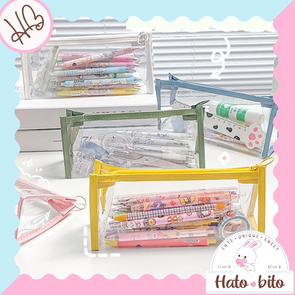 

kotak pensil transparan single color Tempat pensil transparan estetik lucu simple minimalis HB1242