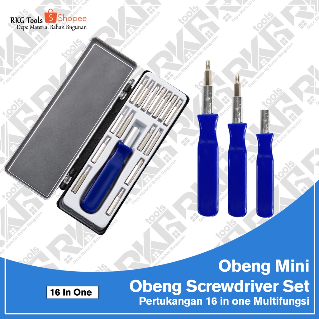 Obeng Set 16 in 1 Kotak Mini | Obeng Handphone Screwdriver I Obeng Set Multifungsi Serbaguna