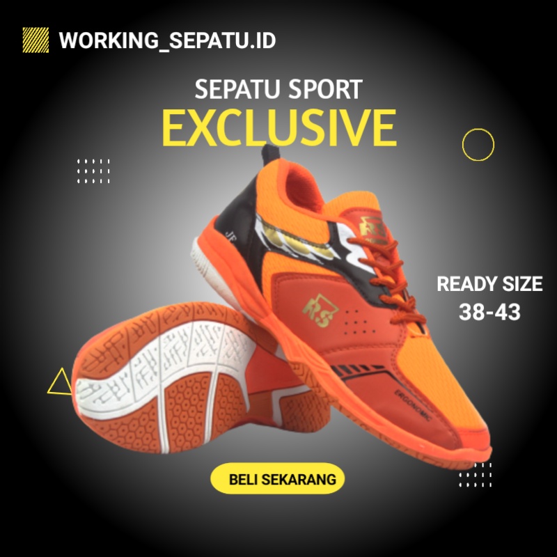 Sepatu Karet Badminton Rs Anti Slip Sport Olahraga Tidak Licin Spatu Cowok Running  Voly  SEPATU OLA
