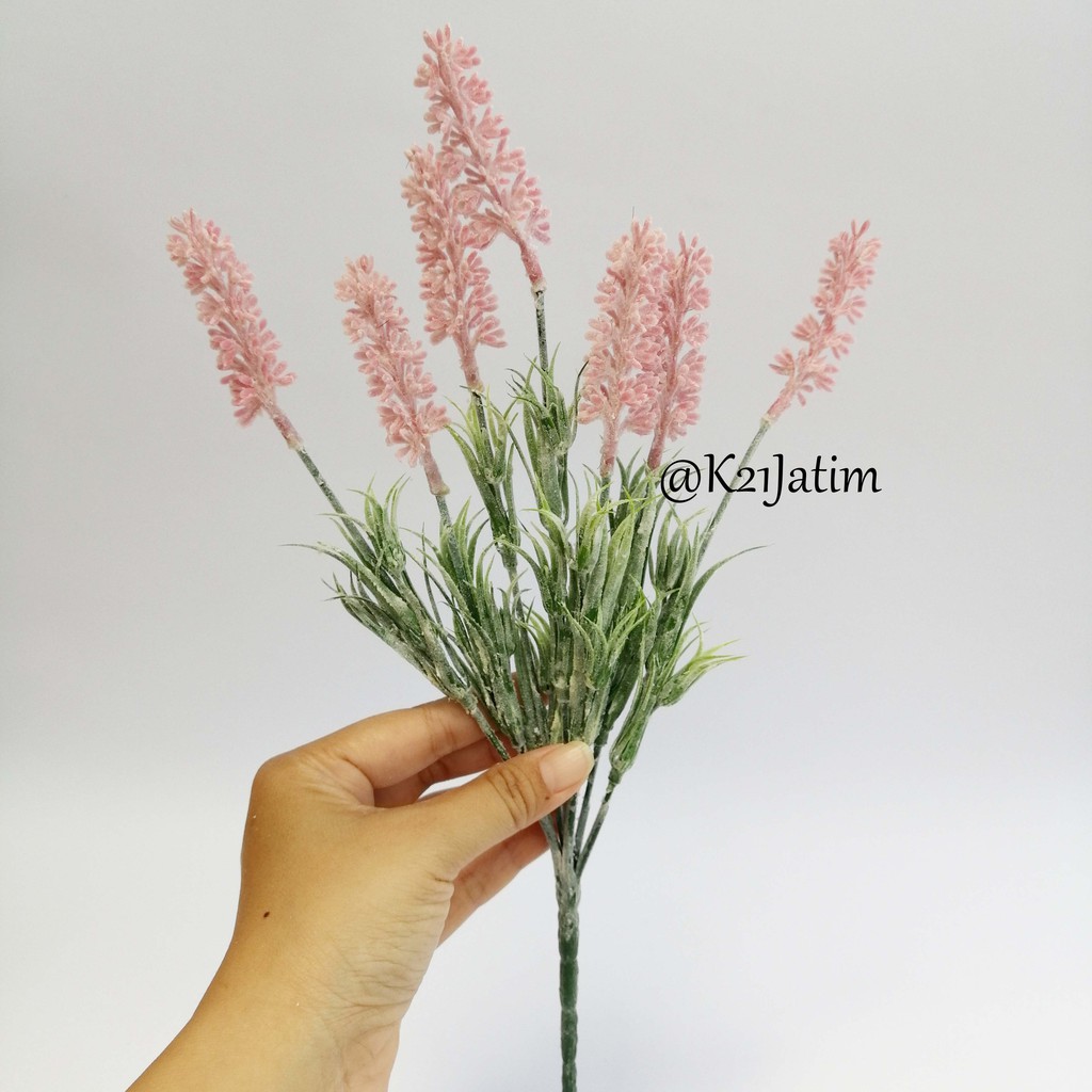 AF08 Bunga Plastik / Artificial Flower Lavender Snowy Import Dekorasi-4